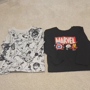 Marvel Kids Long Sleeve Graphic Tees – Black & Heather Gray
